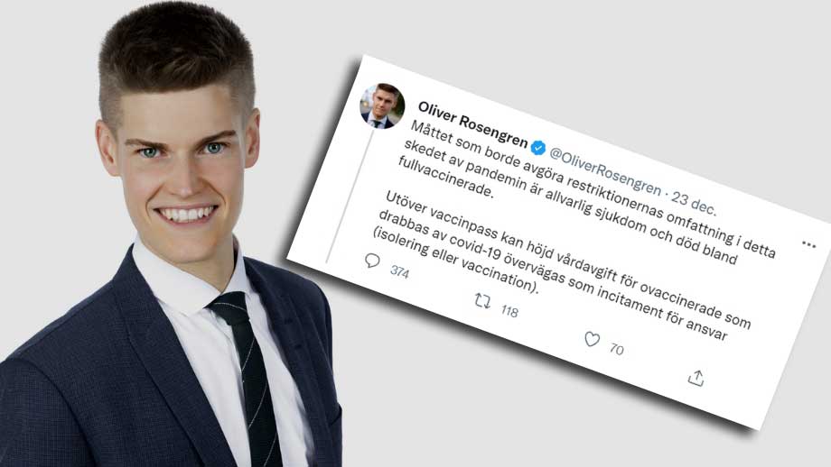 M-toppens utspel: ”Höj vårdavgiften för ovaccinerade”