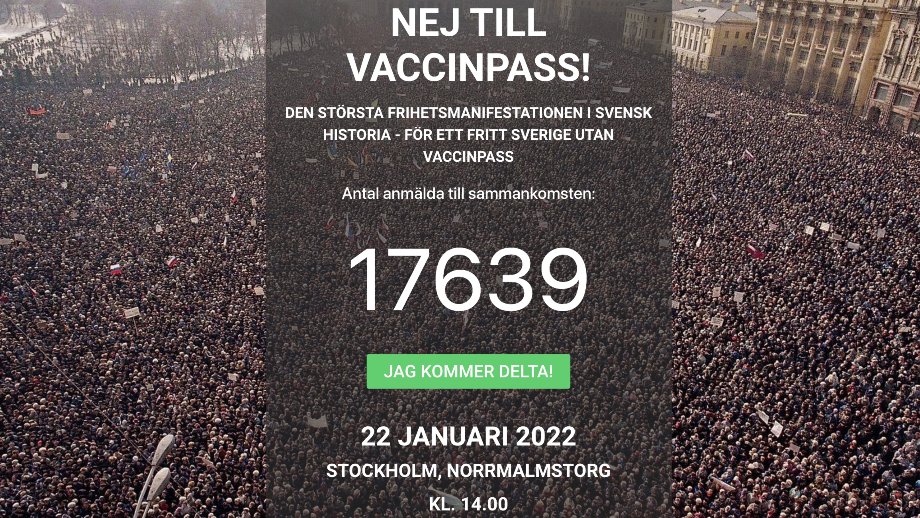Samnytt sänder LIVE från stora demonstrationen mot vaccinpass