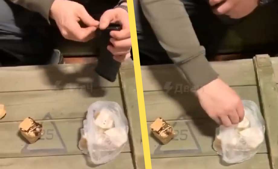 Ukrainska soldater preparerar kulor i grisfett för tjetjener