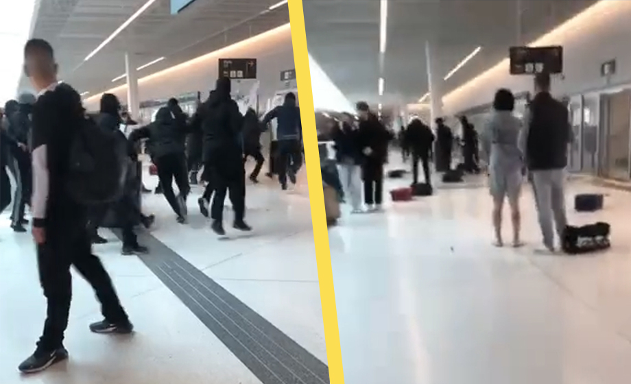 VIDEO: Se gängbråket i färjeterminalen