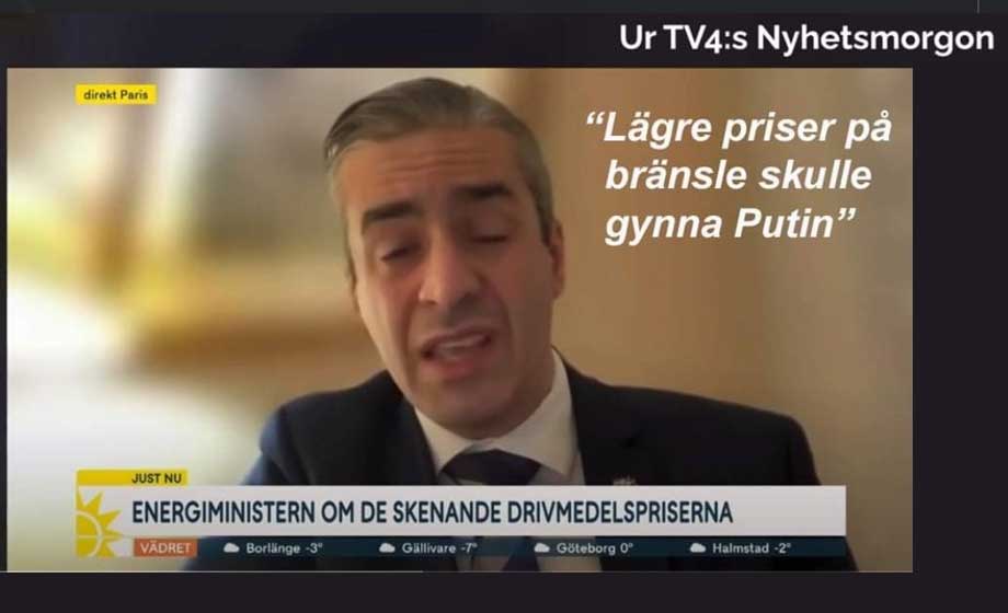 Regeringen: ”Sänkt bränsleskatt gynnar Putin”