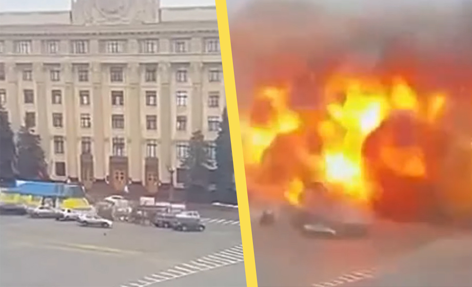 VIDEO: Se bombningen mitt i staden