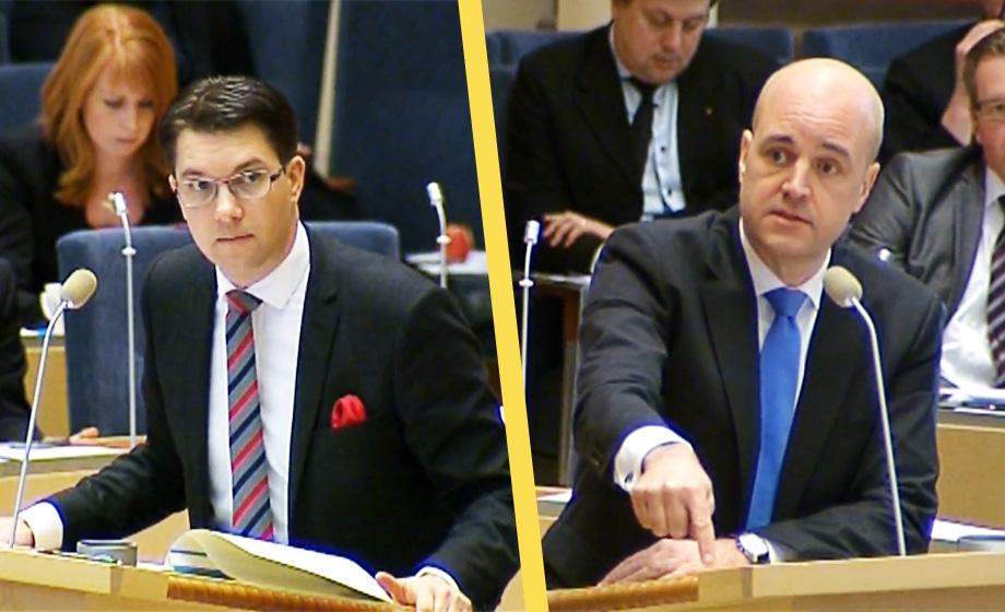 VIDEO: Här varnar Åkesson för rysk upprustning – hånas av Reinfeldt