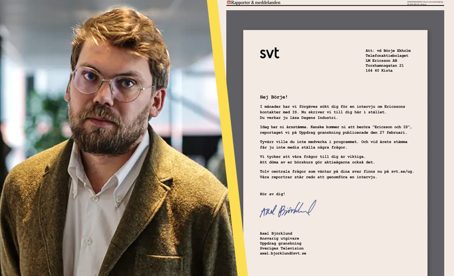 SVT lägger 45 000 på annons riktad till Ericsson: ”Vill få lite uppmärksamhet”