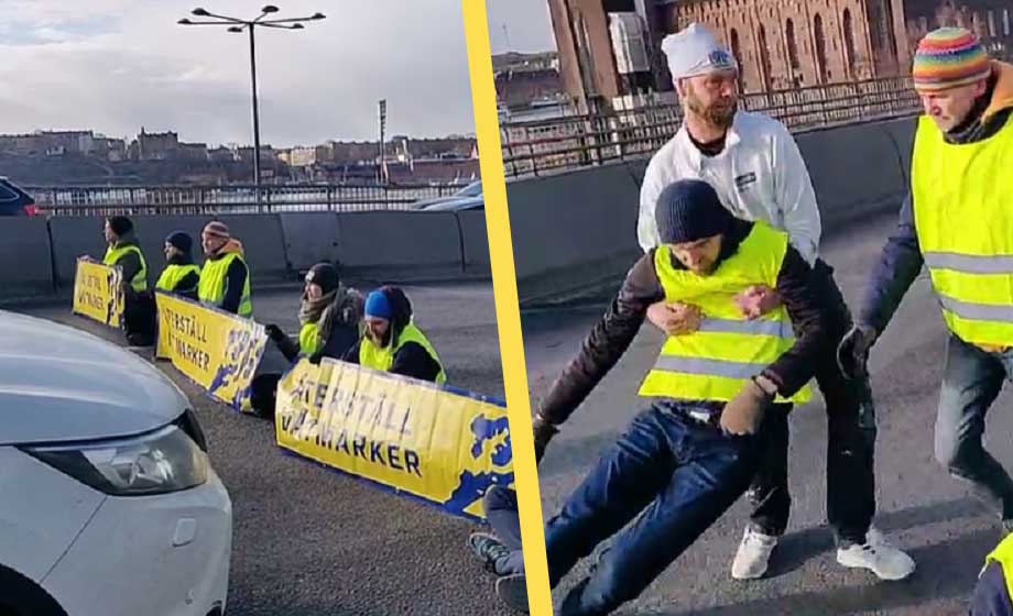 Klimatextremister mötte rasande bilister i rusningstrafiken