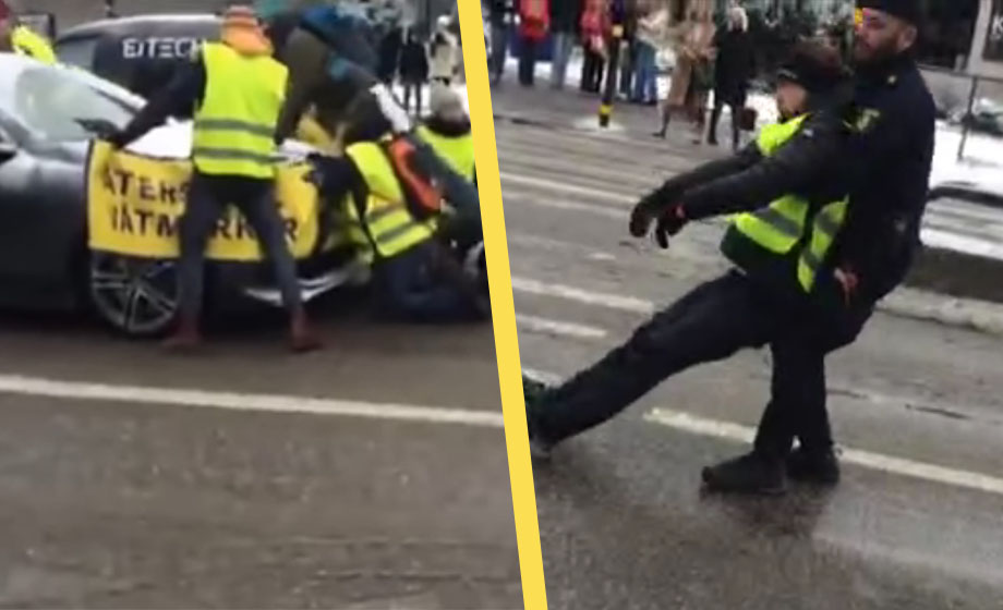 Bilist försökte forcera klimatextremisternas blockad