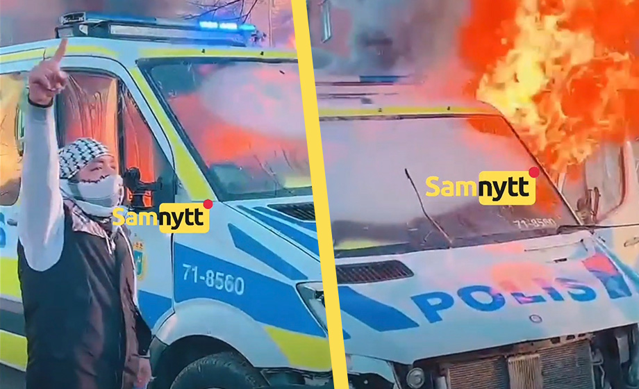 VIDEO: Muslimer eldar upp polisbilar – ”Allahu akbar”