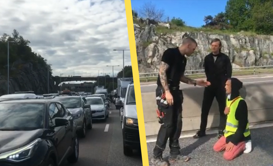 VIDEO: Klimatextremister blockerar väg i rusningstrafik