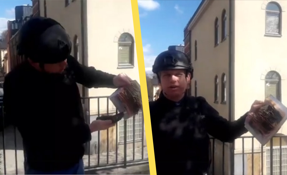 Paludan brände koranen vid Stockholms moské