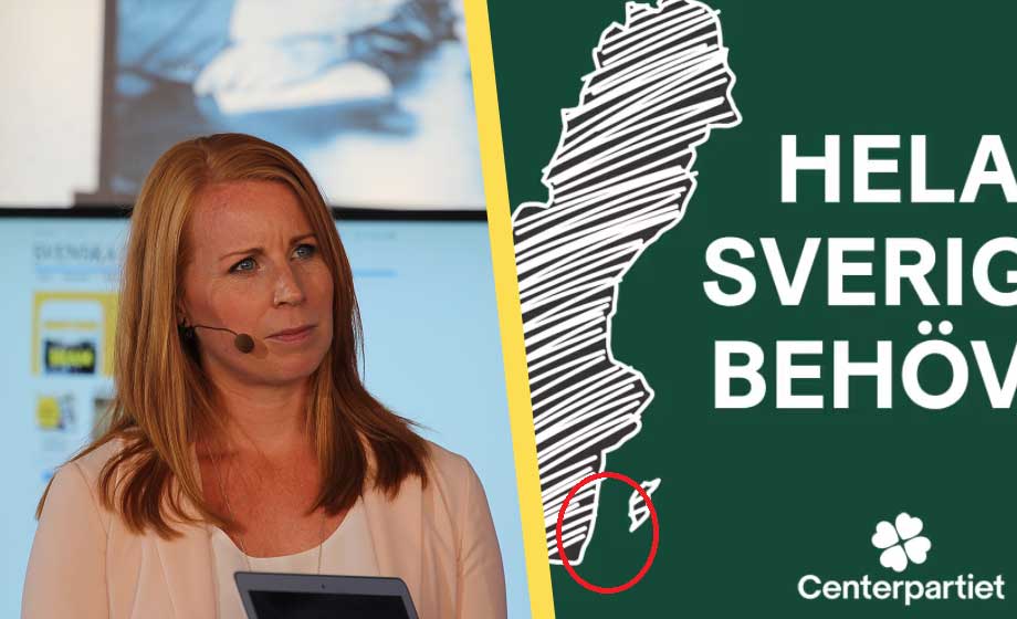 Inget Öland på Centerpartiets karta över Sverige