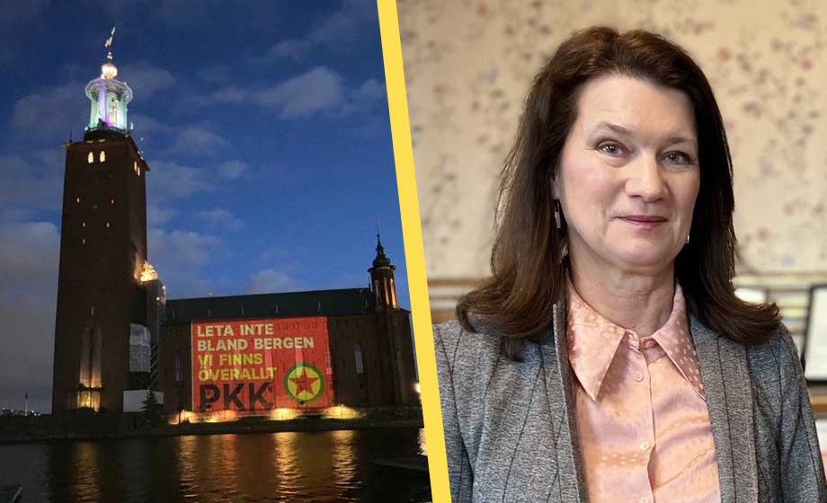 PKK-symboler på byggnader i Stockholm – Turkiet rasar