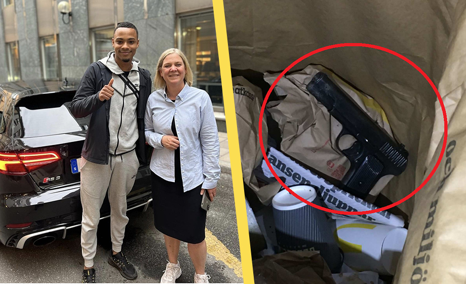 Magdalena Andersson poserar med gängkriminell