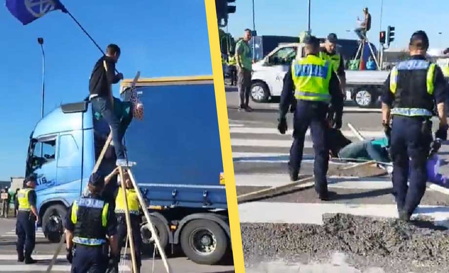 VIDEO: Här sparkar polisen ned klimatextremisternas blockad