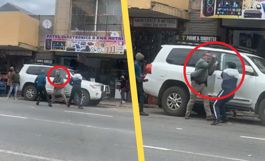 VIDEO: Ensam man försvarar sin familj mot gäng