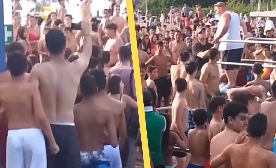 VIDEO: Migrantkaos på ännu ett utomhusbad