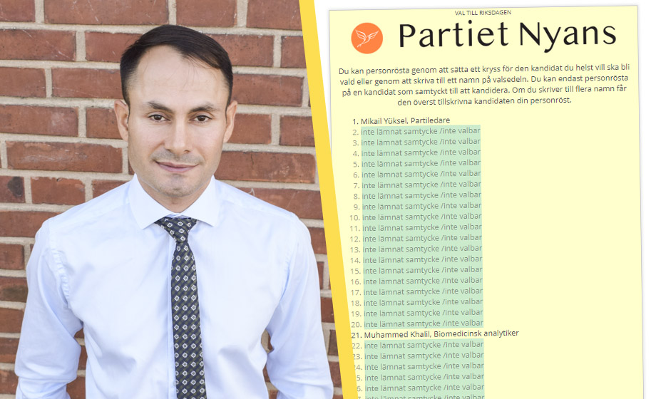 Nästan ingen av Partiet Nyans kandidater har anmält samtycke