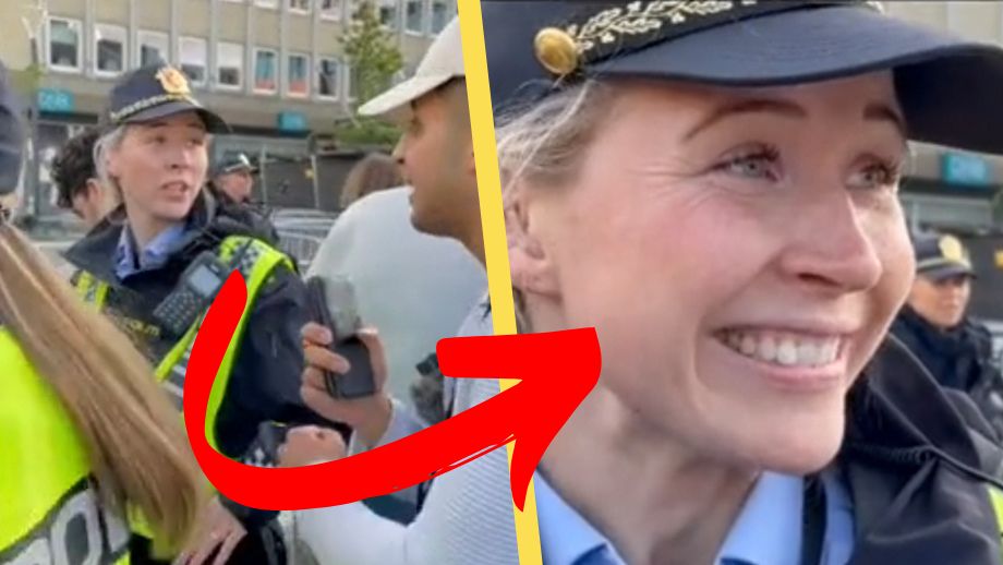 VIDEO: Poliskvinna hatar islamkritiker