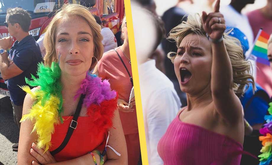 Strandhäll i luven med Busch på Pride