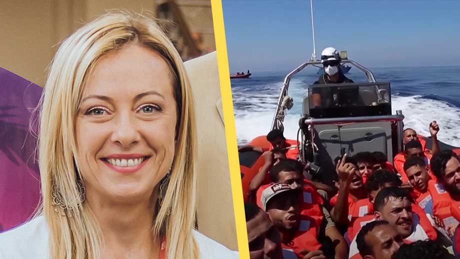 Migranter stormar italiensk ö