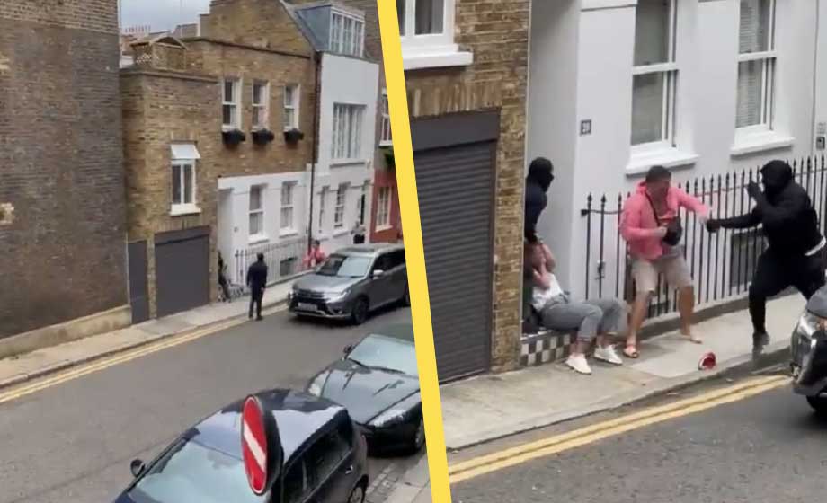 VIDEO: Våldsamt knivrån på Londons gator