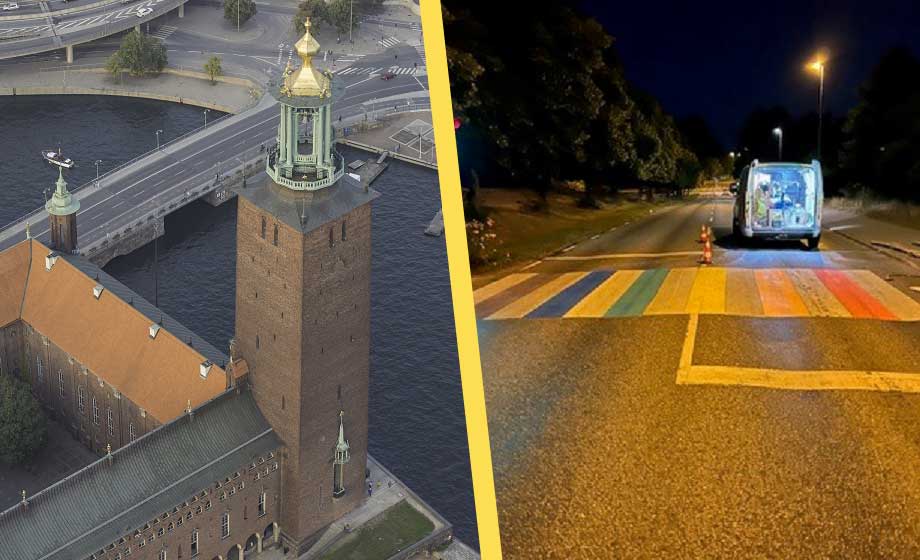 Regnbågsfärgade övergångsställen i Stockholm