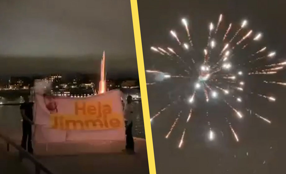 VIDEO: SD-väljare firar valframgången med fyrverkier