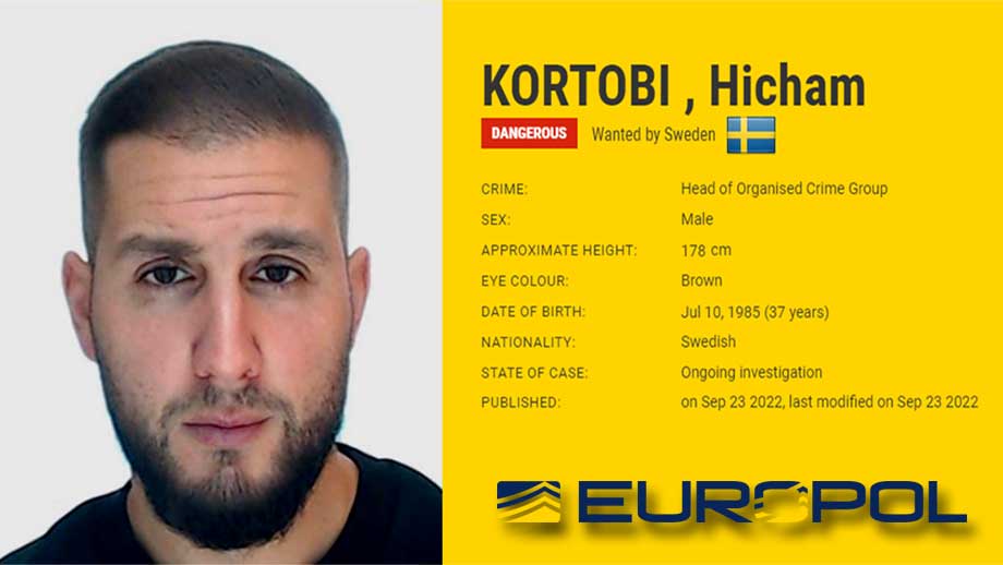 ’Svenske’ Hicham Kortobi på Europols Most Wanted-lista