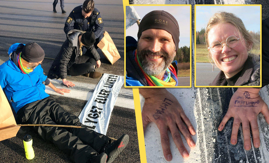 Klimatkriminella limmade fast sig på landningsbana – SLIPPER fängelse