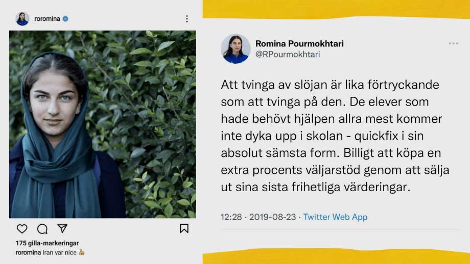 Klimatminister Pourmokhtari (L) profilerad hijabaktivist: ”Iran var nice”