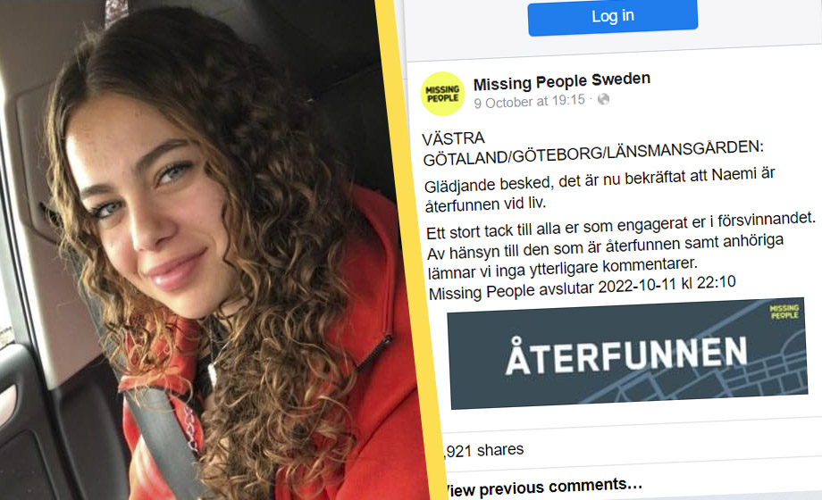 Försvunnen 13-årig flicka återfunnen