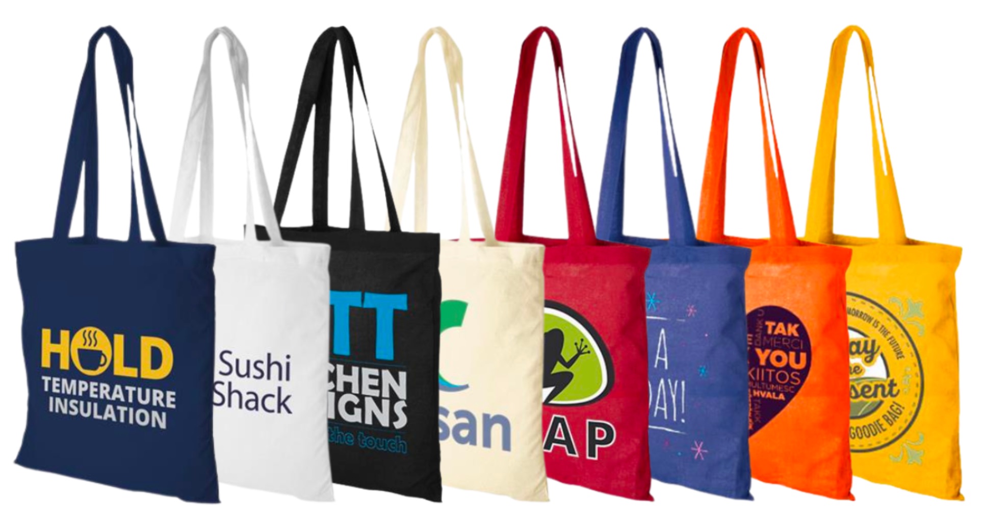 Tygpåsar med tryck är trendigt