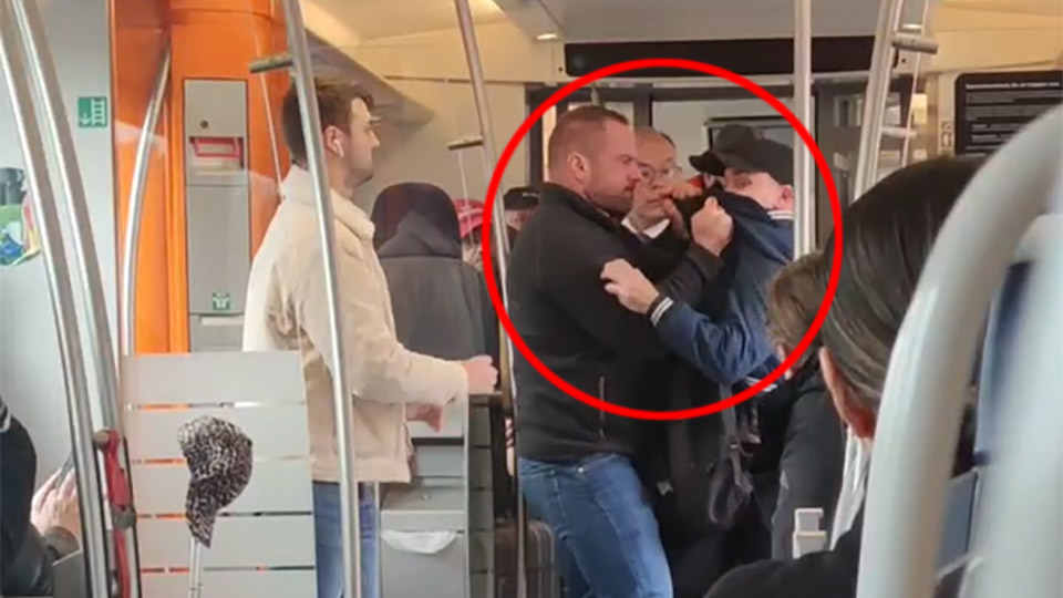 VIDEO: Här lyfter ”viking” ut bråkige resenären ur tåget