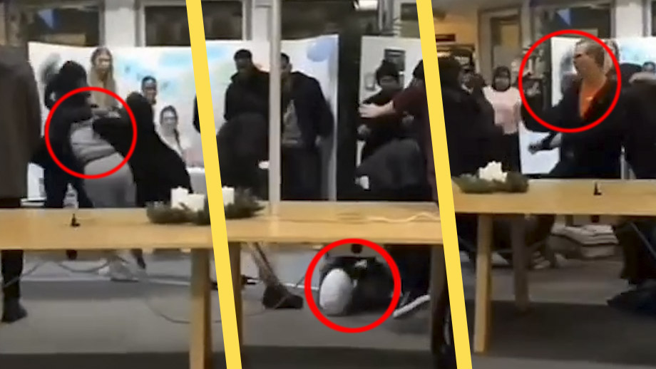 VIDEO: Här spårar gymnasiets öppet hus-kväll ur i vilt slagsmål