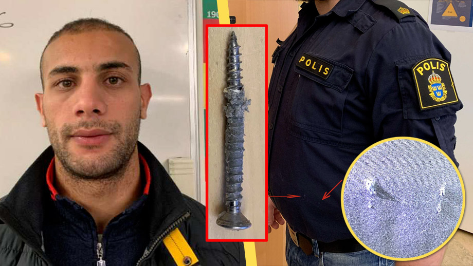 Skulle utvisas – högg polis i magen