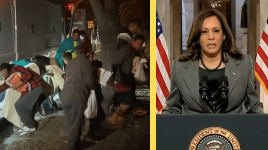 Busslaster med migranter släpptes av utanför Kamala Harris bostad