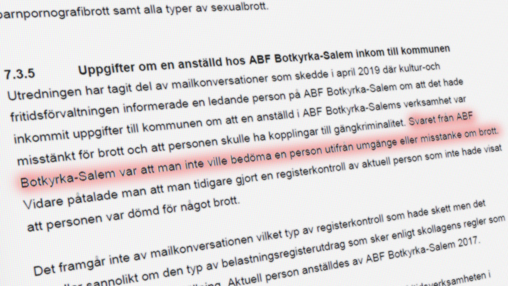 EXKLUSIVT: Botkyrka kände till ABF:s gängkopplingar redan 2019