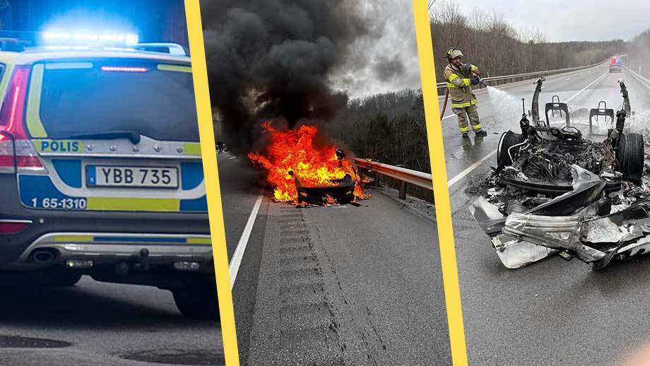 Polisens nya säkerhetsrutin: Håll hundra meters avstånd till skadad elbil