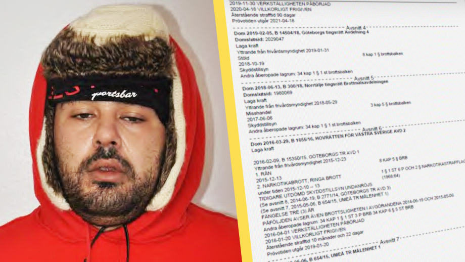 52 brott – här är kniviranierns HELA belastningsregister