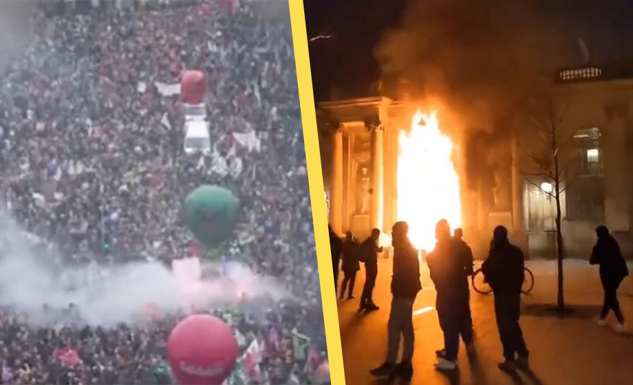 VIDEO: Frankrike i lågor – protester mot pensionsreform