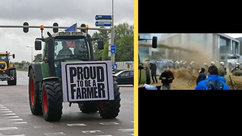 Fortsatta bondeprotester i Nederländerna – sprutar gödsel på polisen