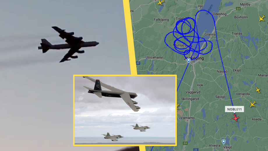 Här flyger amerikanska kärnvapenbombaren över Sverige