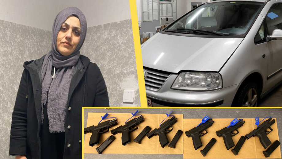 Stoppades vid Öresundsbron med sex pistoler i trosorna och BH:n