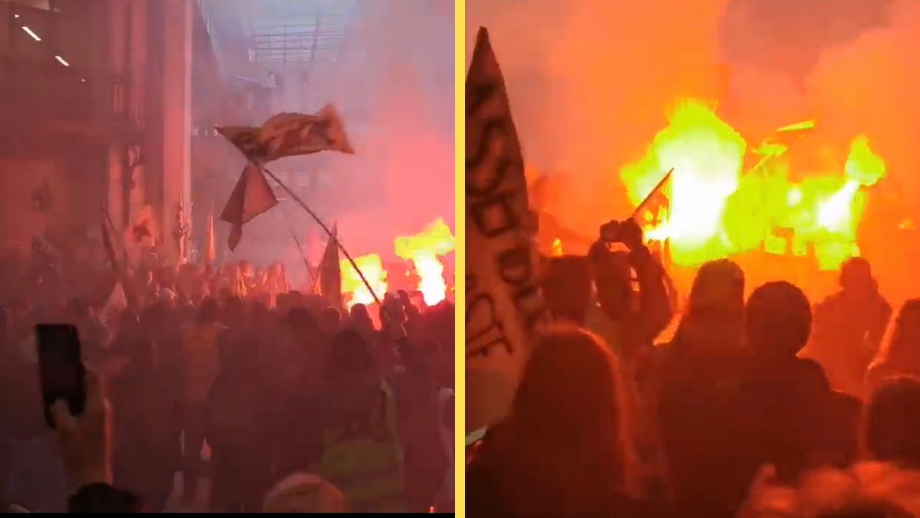 VIDEO: Fransmännen stormar Blackrocks högkvarter i Paris