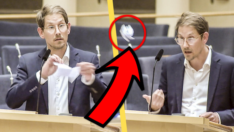 VIDEO: Här river C-politikern sönder sitt eget politiska förslag
