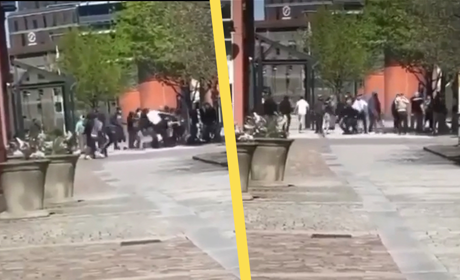 VIDEO: Här slåss 40-tal maskerade i Göteborg