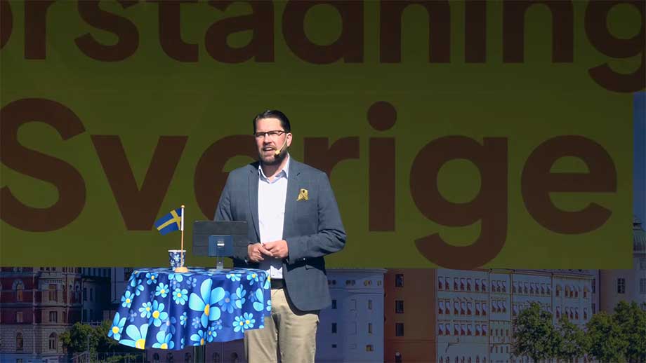 Jimmie Åkesson höll vårtal i Stockholm