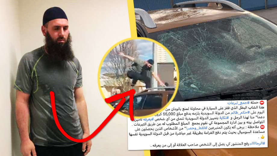 Insamling: Socialbidrag ska betala skadestånd åt islamist som hoppade på Paludans bil