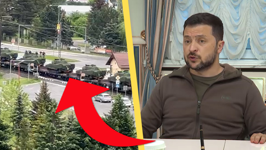 Zelenskyj tackar Sverige för stridsvagnar – transport följs av ryssar