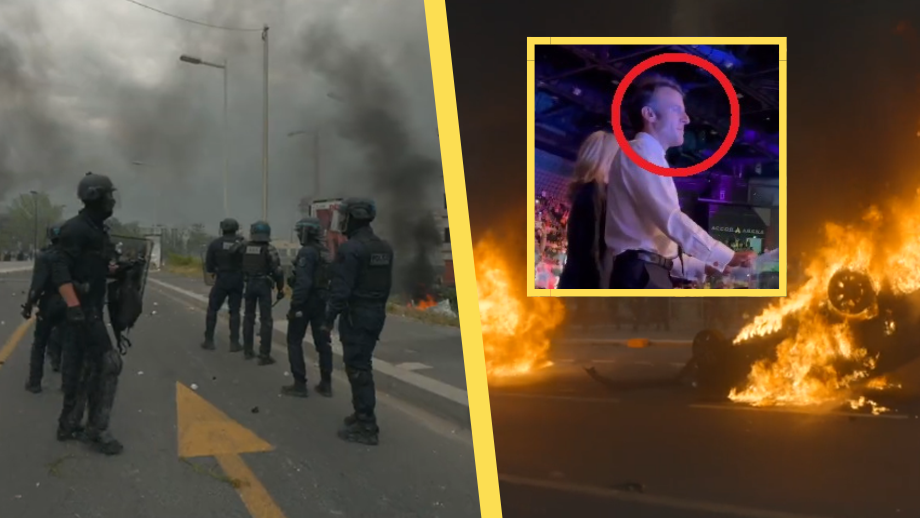 Krigsscener i Frankrike – men Macron roar sig på konsert