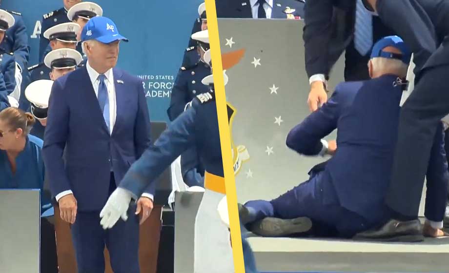 VIDEO: Joe Biden ramlar på scenen